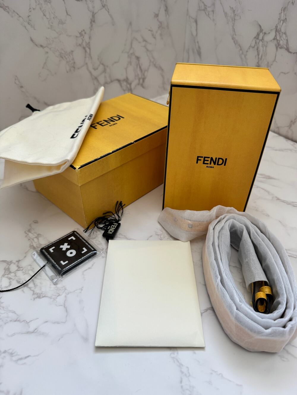 Fendi Vitello Yellow Leather Vertical Box Bag